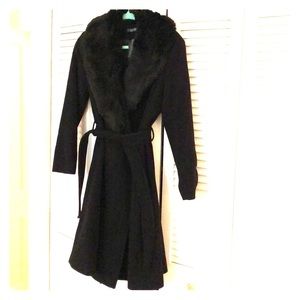Beautiful Black Full Length Faux Fur Black Coat